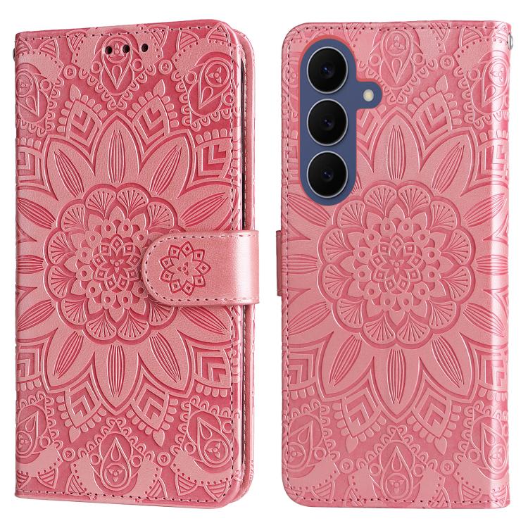 Peňaženkové puzdro Embossing Pattern Slnečnica ružové – Samsung Galaxy S26 FE | Lacné Kryty Lacné Kryty | Peňaženkové puzdro Embossing Pattern Slnečnica ružové – Samsung Galaxy S26 FE | Lacné Kryty