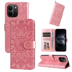 Lacné Kryty | Peňaženkové puzdro Embossing Pattern Slnečnica ružové – Xiaomi Redmi Note 17 Pro Max | Lacné Kryty