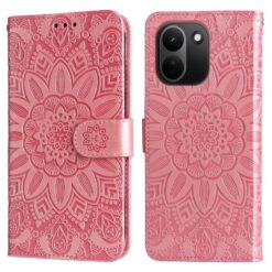 Lacné Kryty | Peňaženkové puzdro Embossing Pattern Slnečnica ružové – Xiaomi Redmi Note 17 Pro Max | Lacné Kryty
