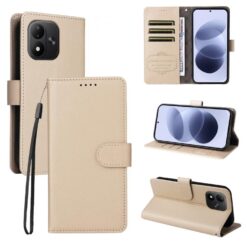 Lacné Kryty | Peňaženkové puzdro Litchi béžové – Xiaomi Redmi Note 17 / Redmi Note 17 5G | Lacné Kryty