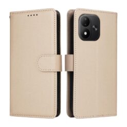 Lacné Kryty | Peňaženkové puzdro Litchi béžové – Xiaomi Redmi Note 17 / Redmi Note 17 5G | Lacné Kryty