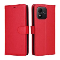 Peňaženkové puzdro Litchi červené – Xiaomi Redmi Note 17 / Redmi Note 17 5G