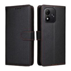 Lacné Kryty | Peňaženkové puzdro Litchi čierne – Xiaomi Redmi Note 17 / Redmi Note 17 5G | Lacné Kryty