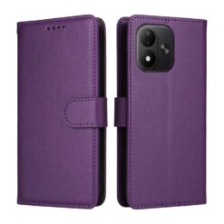 Lacné Kryty | Peňaženkové puzdro Litchi fialové – Xiaomi Redmi Note 17 / Redmi Note 17 5G | Lacné Kryty